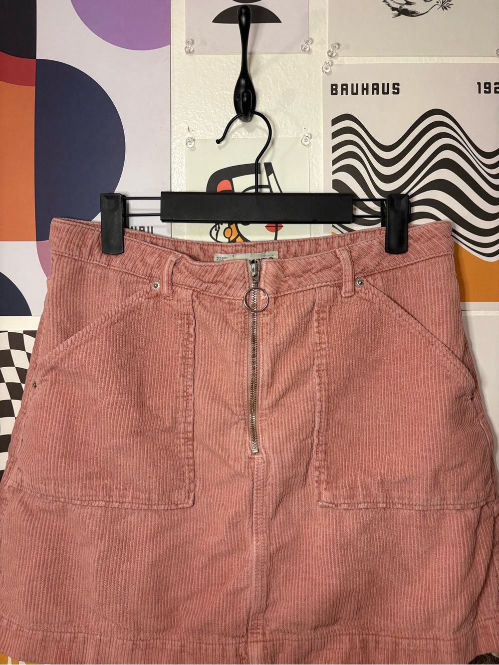 Topshop Moto Dusty Rose Corduroy Mini Skirt Size 10 - Picture 2 of 5